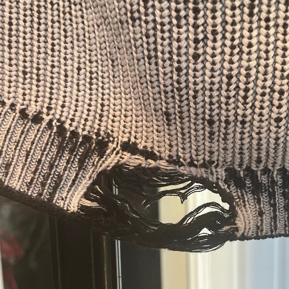 Free People Distressed Cable Knit Mini Skirt Black Acid Washed - L - Picture 4 of 5